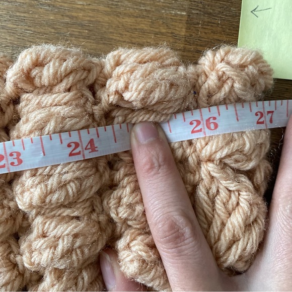 Vintage chunky knit sweater duster coat pale peach bell sleeves XS S - Picture 13 of 15